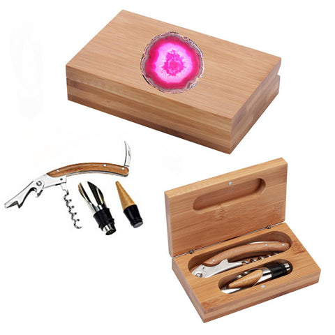 Bamboo & Agate 3 Piece Wine Tool Set