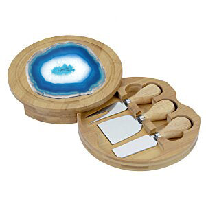 Agate Topped Bamboo Cheese Server Set